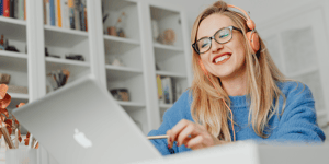 Woman working on laptop