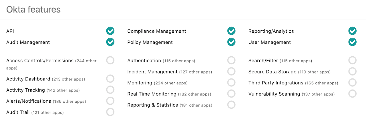 Okta features