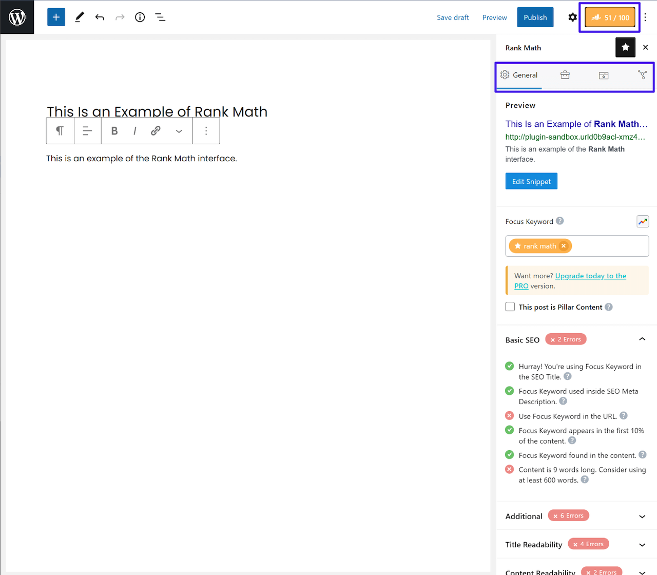 Rank Math User Interface